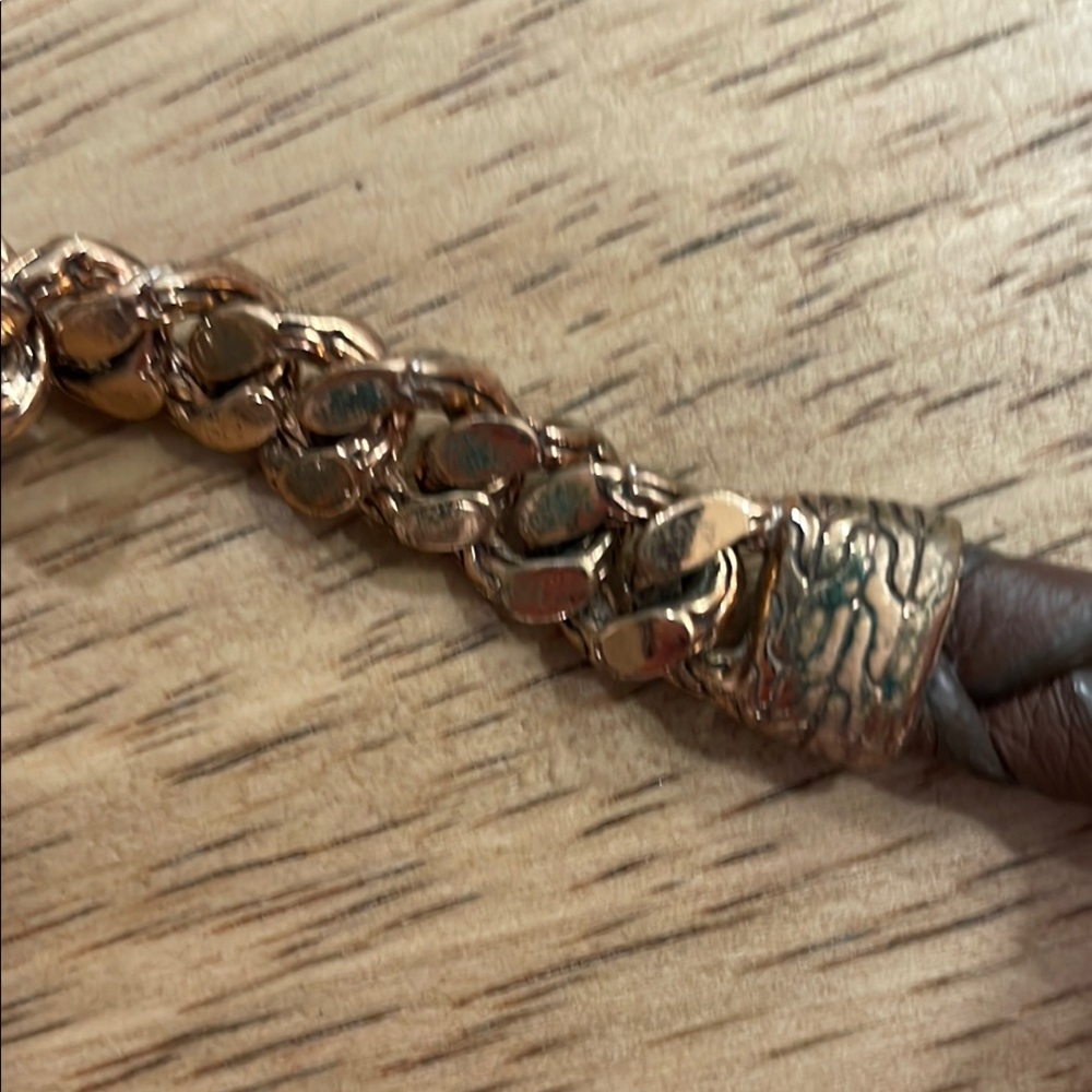 John Hardy Woven Leather Bracelet with Rose Gold and Diamonds - Picture 5 of 8
